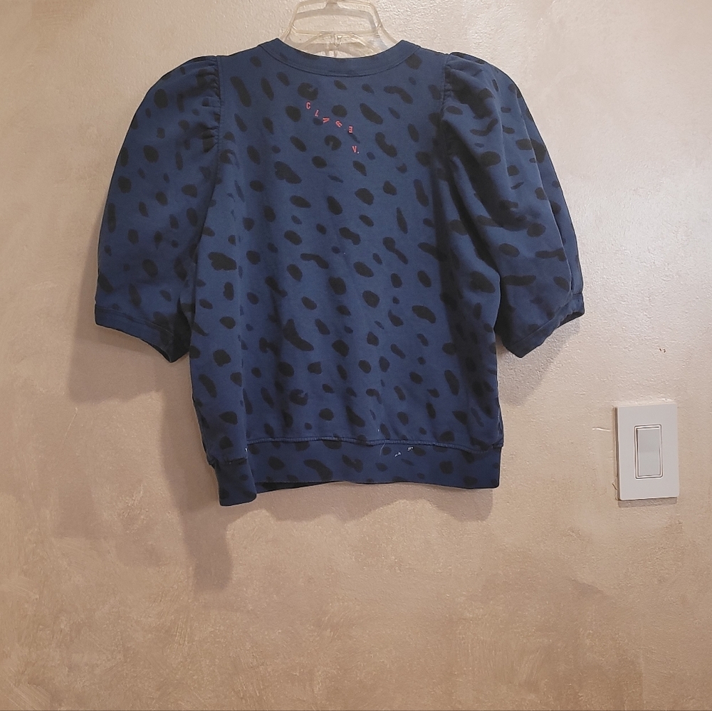 CLARE V PUFF SLEEVE SWEATSHIRT FADED MARINE BLACK JAGUAR - Picture 4 of 6